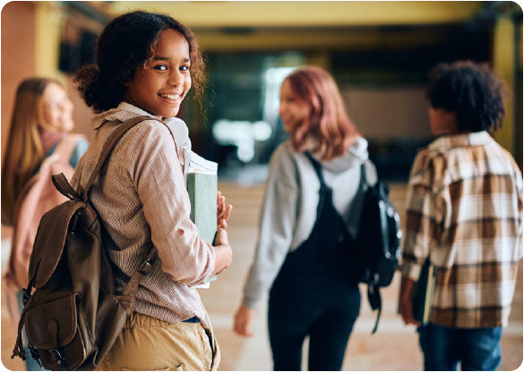 Students in a school hallway
