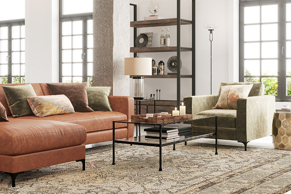 A clean, organized living room
