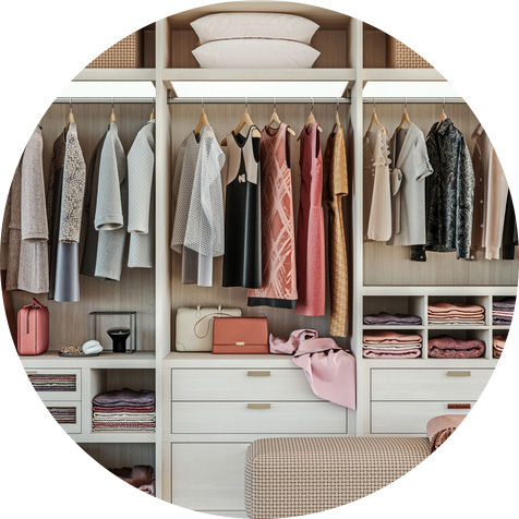 A well-organized, modern closet