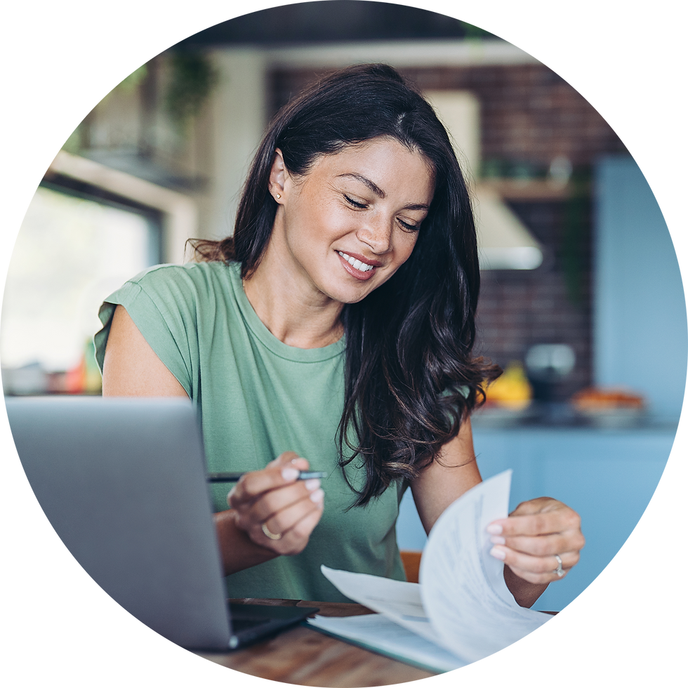 A woman looking at paperwork